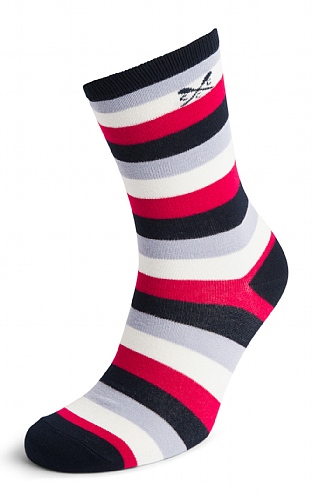 Ladies Crew Clothing 3 Pack Bamboo Socks, Navy/Blue/Red