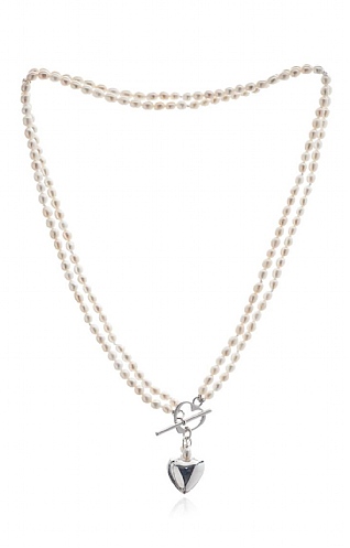 Pearls of the Orient Double Strand Heart Toggle Necklace Pearls of the Orient Double Strand Heart Toggle Necklace