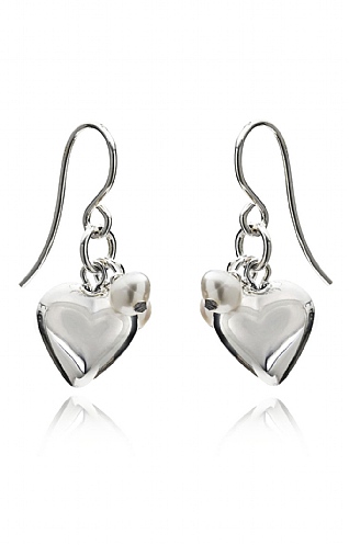 Pearls of the Orient Silver Heart and Bead Earrings Pearls of the Orient Silver Heart and Bead Earrings