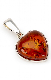 Small Silver and Amber Heart Pendant