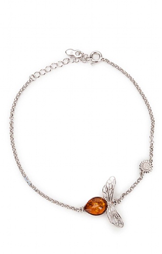 Silver and Amber Bee Bracelet