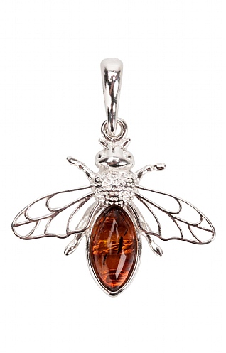 Silver and Amber Bee Pendant