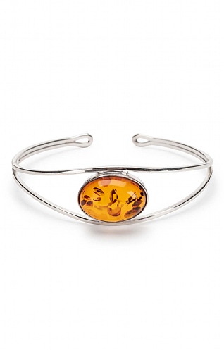 Silver and Amber Oval Bangle