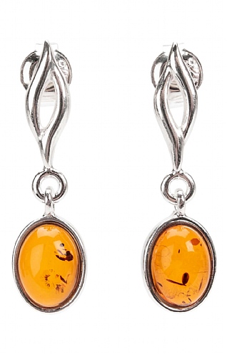Silver and Amber Oval Drop Earrings Silver and Amber Oval Drop Earrings