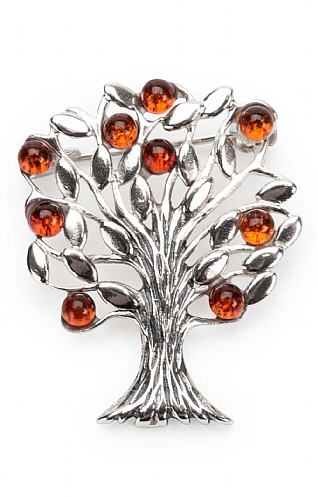 Silver and Amber Tree of Life Brooch Silver and Amber Tree of Life Brooch