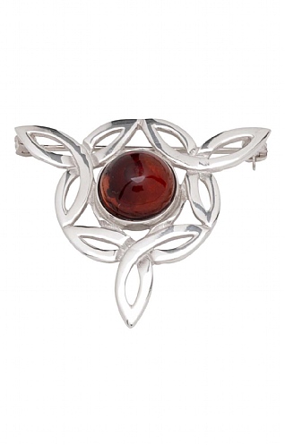 Shetland Jewellery Celtic Amber Flower Brooch