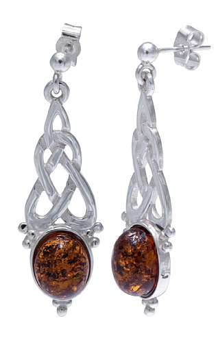 Celtic Amber Drop Earrings