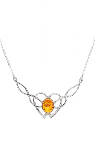 Celtic Amber Heart Pendant