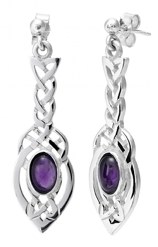 Shetland Jewellery Celtic Amethyst Drop Earrings