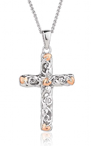 Clogau Silver and Rose Gold Tree of Life Cross Pendant