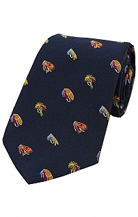 Silk Country Tie with Fishing Fly Design