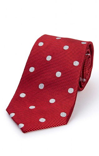 Large Polka Dot Woven Silk Tie