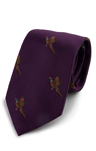 Flying Pheasants Woven Silk Tie