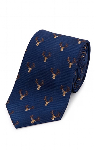 Stags Head Woven Silk Tie