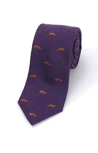 Fox Herringbone Wool Tie
