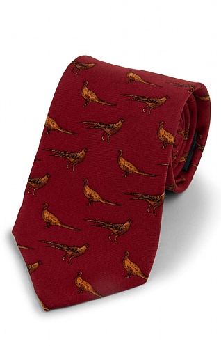 Standing Pheasant Printed Silk Tie