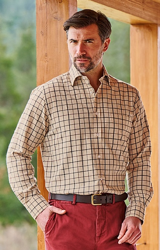 Men’s Cotton & Wool Tattersall Shirt