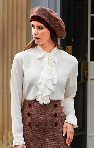 Crimped Frill Front Blouse