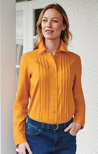 Pleated Front Pure Cotton Blouse