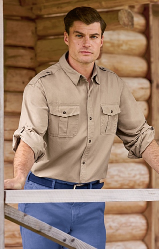 Mens Safari Shirt Natural House of Bruar
