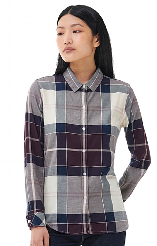 Ladies Barbour Moorland Shirt, Cloud Black/Cherry