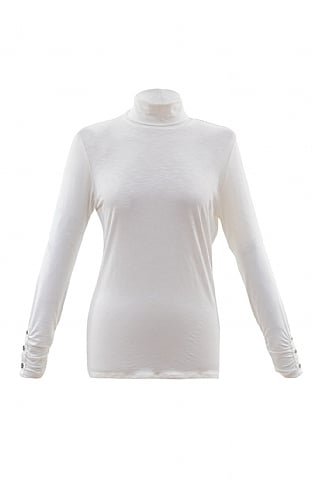 Ladies Marble Classic Polo Neck Sweater - Ivory, Ivory