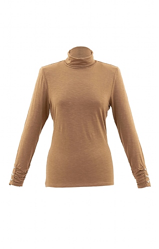 Ladies Marble Classic Polo Neck Sweater, Tan