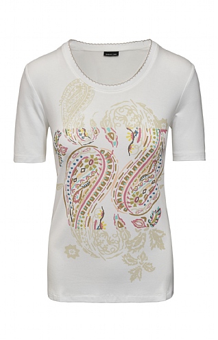 Lebek Ladies Print Front T-Shirt - Cream