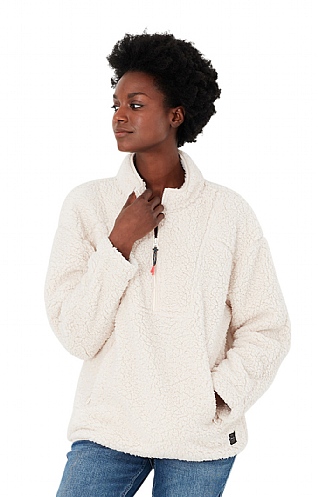 Ladies Joules Delaney Quarter Zip Fleece - Beige