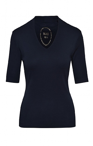 House Of Bruar Ladies High V-Neck T-Shirt - Navy Blue