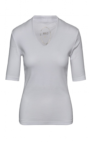 House Of Bruar Ladies High V-Neck T-Shirt - White