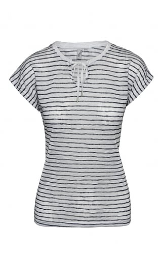 House Of Bruar Ladies Short Sleeved Stripe T-shirt, Off White/Navy