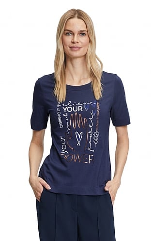 Ladies Betty Barclay Graphic T-Shirt - Navy Blue, Navy
