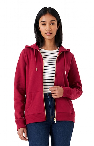 Ladies Crew Clothing Heritage Zipped Hoodie, Rio Red