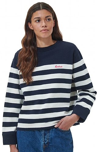 Ladies Barbour Aster Overlayer Jumper, Navy Stripe