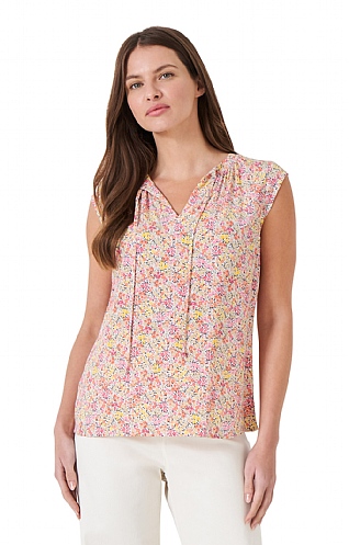 Ladies Crew Clothing Olivia Top, Floral Pink