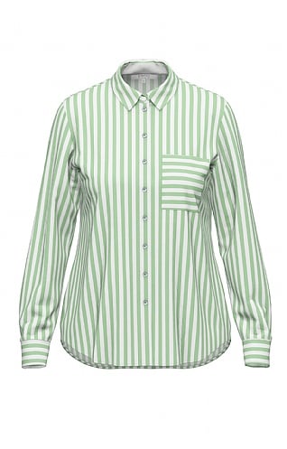 Ladies Erfo Long Sleeved Stripe Shirt, Apple Green