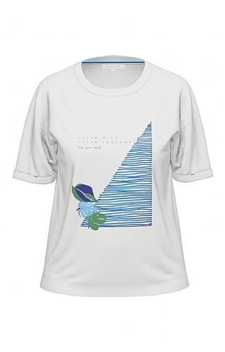 Ladies Erfo Printed T-Shirt, White/Blue