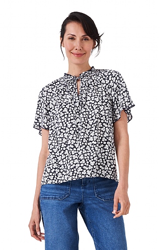 Ladies Crew Clothing Ada Top, Lois Navy/White