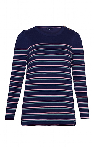 Ladies Crew Clothing Button Breton, Navy Oil Peony