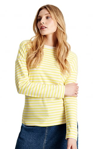 Ladies Joules Esther Top, Yellow Stripe