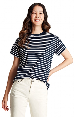 Ladies Joules Macey Top, Navy Stripe