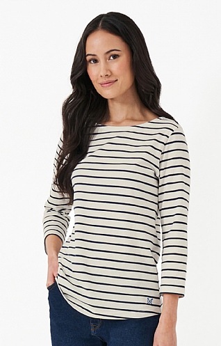 Ladies Crew Clothing Essential Breton, White/Navy