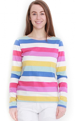 Ladies Lazy Jacks Stripe Breton Top, Multi