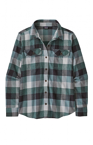 Ladies Patagonia Long Sleeved Flannel Fjord Shirt, Guides Nouveau Green