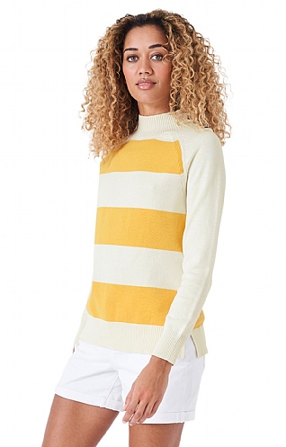 Ladies Crew Clothing Alli Jumper, Yellow/White Stripe