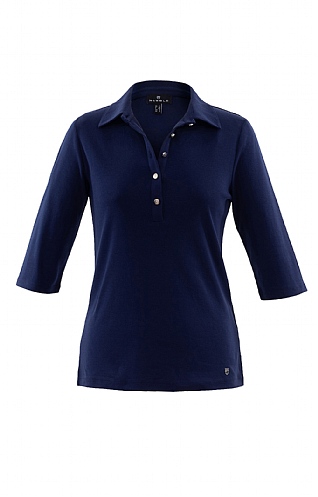 Marble Ladies Polo Shirt - Navy Blue, Navy