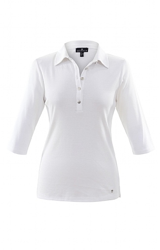 Marble Ladies Polo Shirt - White, White