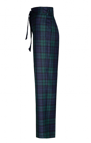 Ladies Tie Waist Plaid Trousers - House 