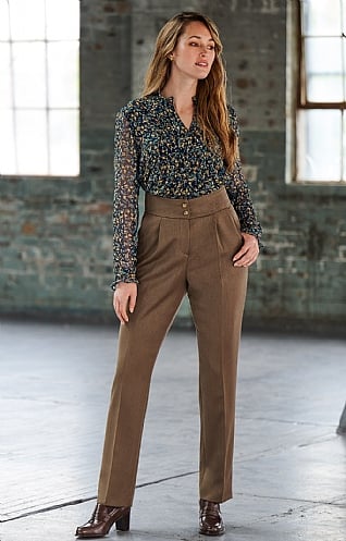 House of Bruar Ladies Modern Country Trousers, Olive Cav Twill